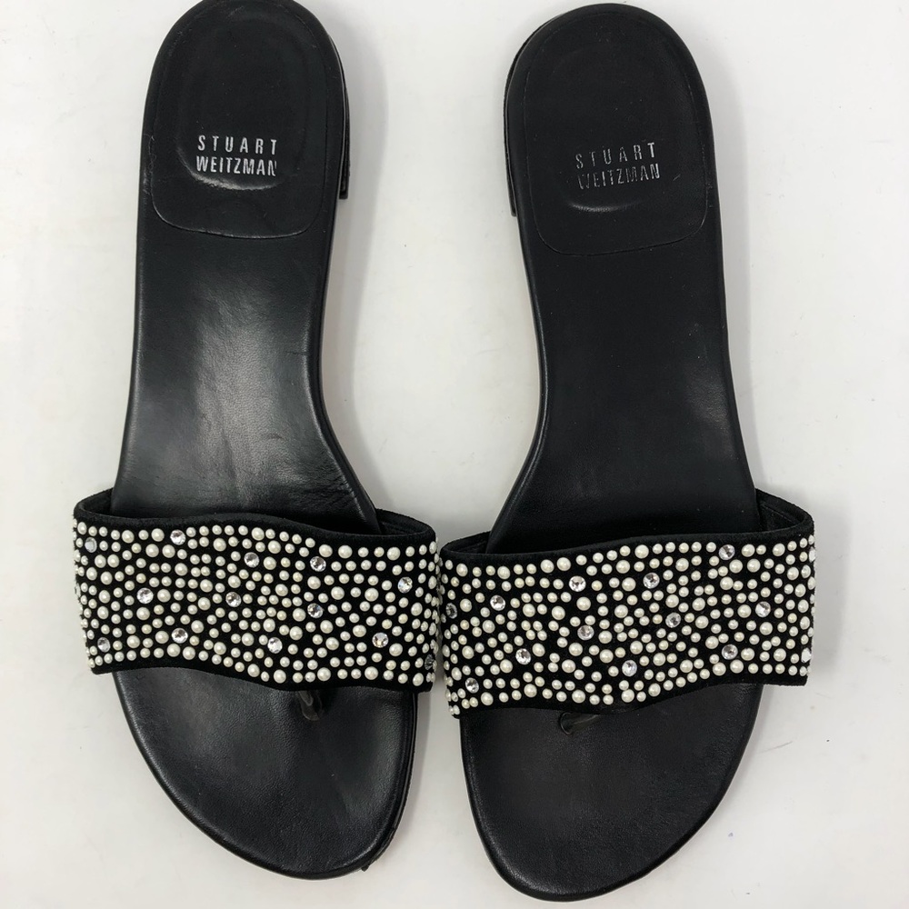 Stuart Weitzman Pearlescent Slide Leather Sandal - image 1